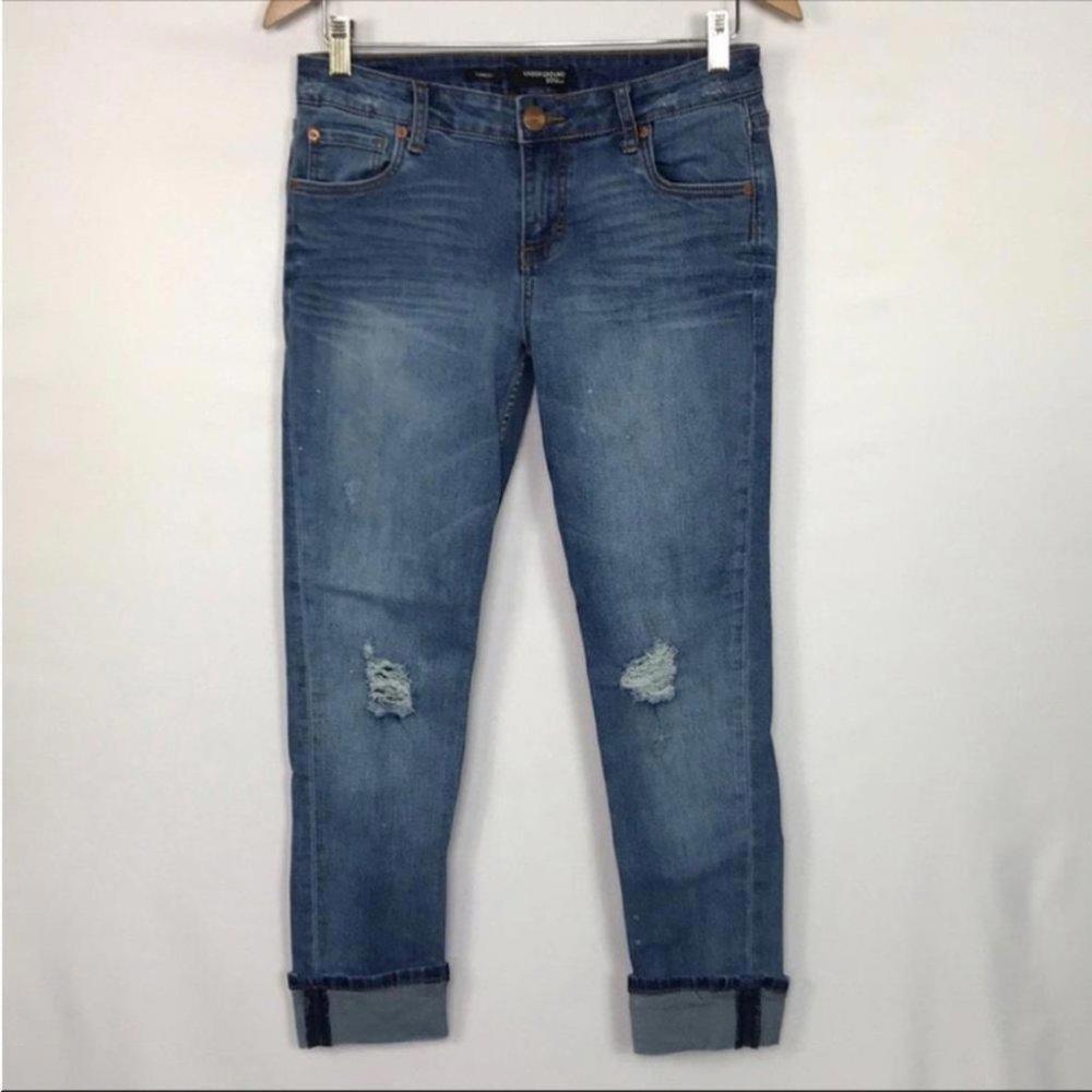 Underground Soul Cropped Tomboy Jeans Womens Mid Blue Wash Size 3